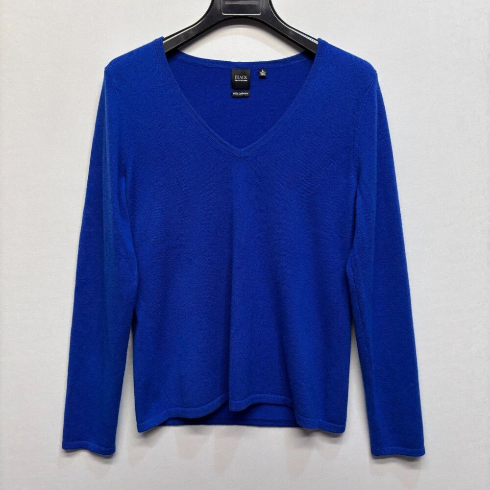 Saks Fifth Avenue Women 100% Cashmere Sweater Size Large Blue V-Neck D117 -16
